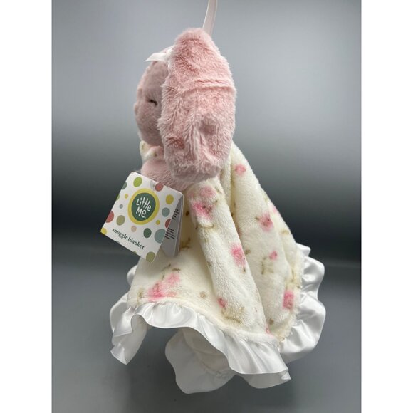 Little Me Baby Snuggle Blanket Pink Lovey Plush Bunny Rattle & Satin Trim - Picture 9 of 9